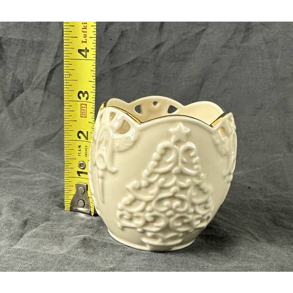 Lenox Merry Lights Christmas Tree Votive Candle Holder Gold Trim NEW - Picture 6 of 7